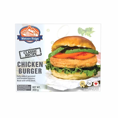 Burgers de poulet Watson Ridge 800 g de hamburger au poulet FC Watson Ridge