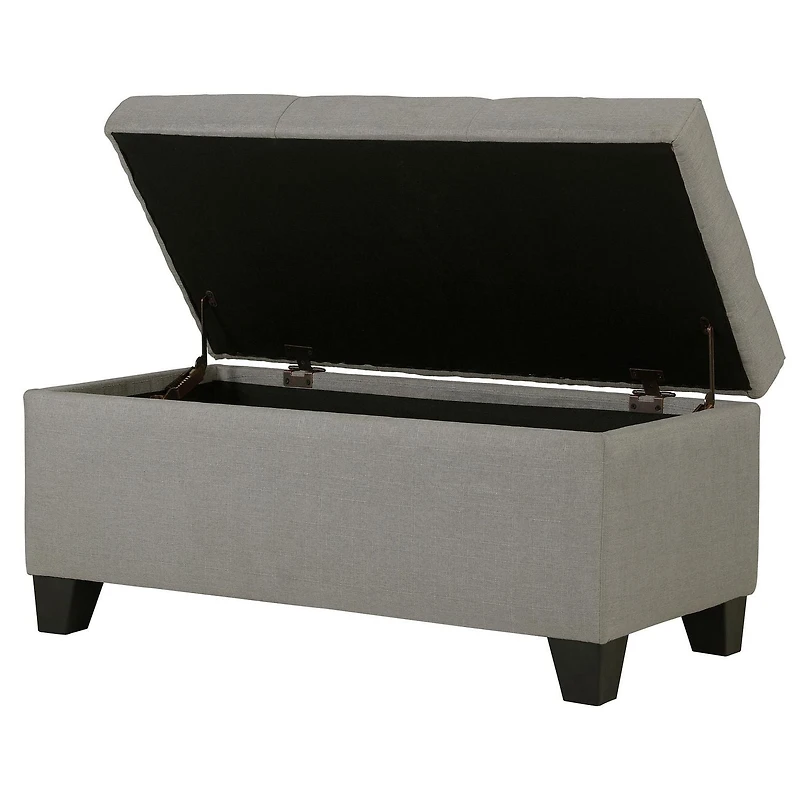 Modern Fabric-Upholstered Rectangular Storage Ottoman Bench - Light Grey