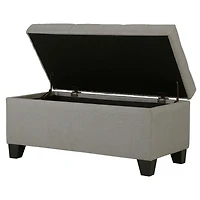 Modern Fabric-Upholstered Rectangular Storage Ottoman Bench - Light Grey