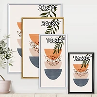 Designart Soleil géométrique abstrait et lune avec feuille III ART MURAL À CADRE FLOTTÉ