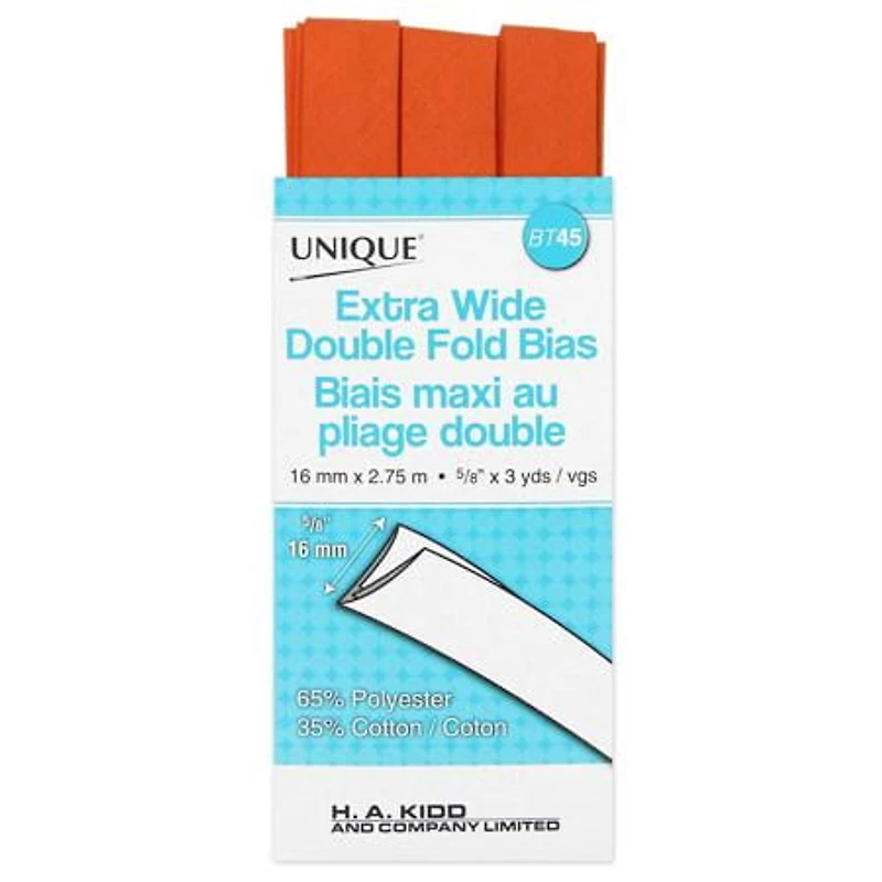Biais UNIQUE double pli (extra large), × 2,75 m, polycoton 15 mm x 2,75 m
