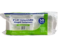 Eco Guardian 8” x 8” Fibre Hinged Container, 8" x 8" Compostable Clamshell