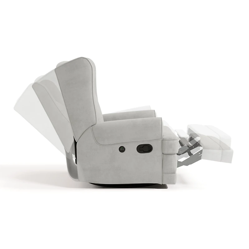 Storkcraft Serenity Wingback Upholstered Recline Glider with USB