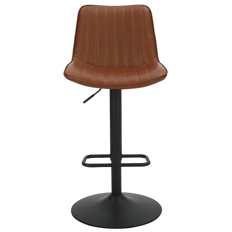 Contemporaine Similicuir et Métal Tabouret avec Vérin à l'Air, Jeu de 2 - Selle et Noir