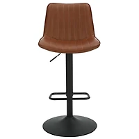 Contemporaine Similicuir et Métal Tabouret avec Vérin à l'Air, Jeu de 2 - Selle et Noir