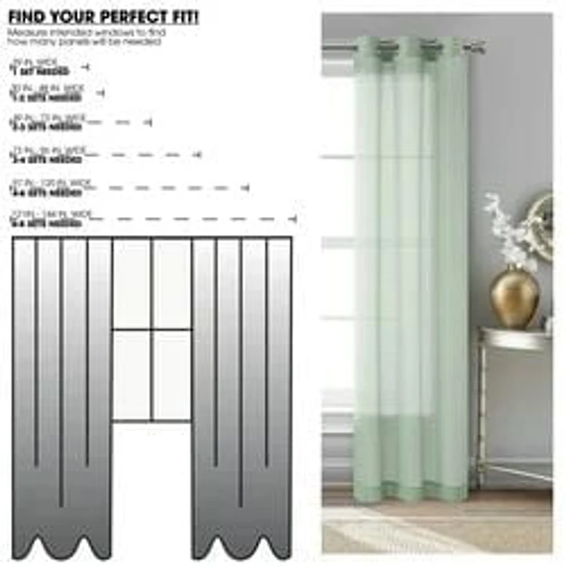 Mainstays Windowpane Sheer Curtain Panel Pair, Set of 2, White, 38" W x 84" L, 2 Set MS Sheer Curtain Panel