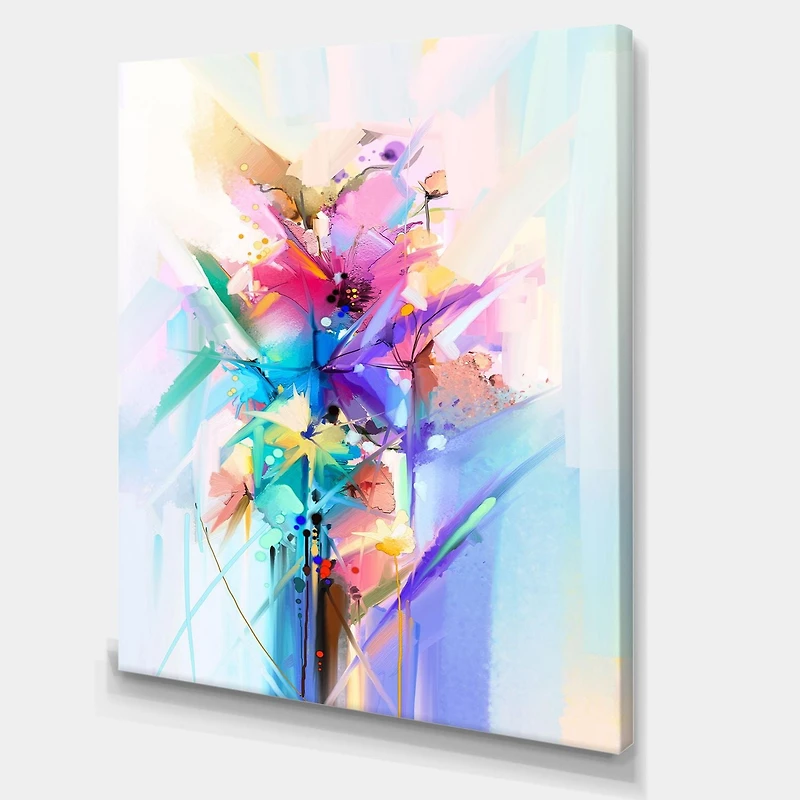Designart Abstract Colorful Spring Flowers Canvas Wall Art