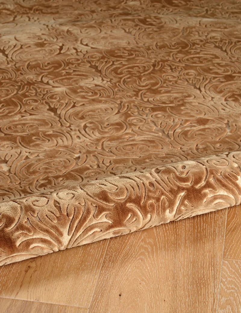Tapis Evolution damassé 8 pi rond, marron