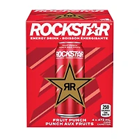 Rockstar Punched Fruit Punch Boisson Énergisante 4 x 473 mL, Canettes 4x473ml