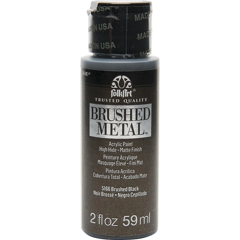 Peinture acrylique métal brossé finition mate FolkArt, 2 oz, Noir