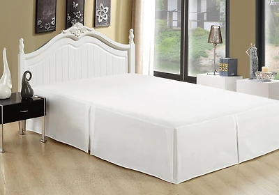 Jupe de lit Marina Décoration ultra douce et soyeuse, de qualité hôtelière, toutes saisons, avec poches profondes, 40 cm de hauteur, en rayonne de bambou massif, couleur blanche