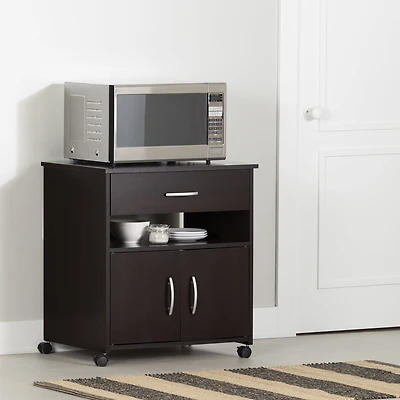 Rangement à micro-ondes sur roulettes, fini Chocolat, collection Axess de Meubles South Shore
