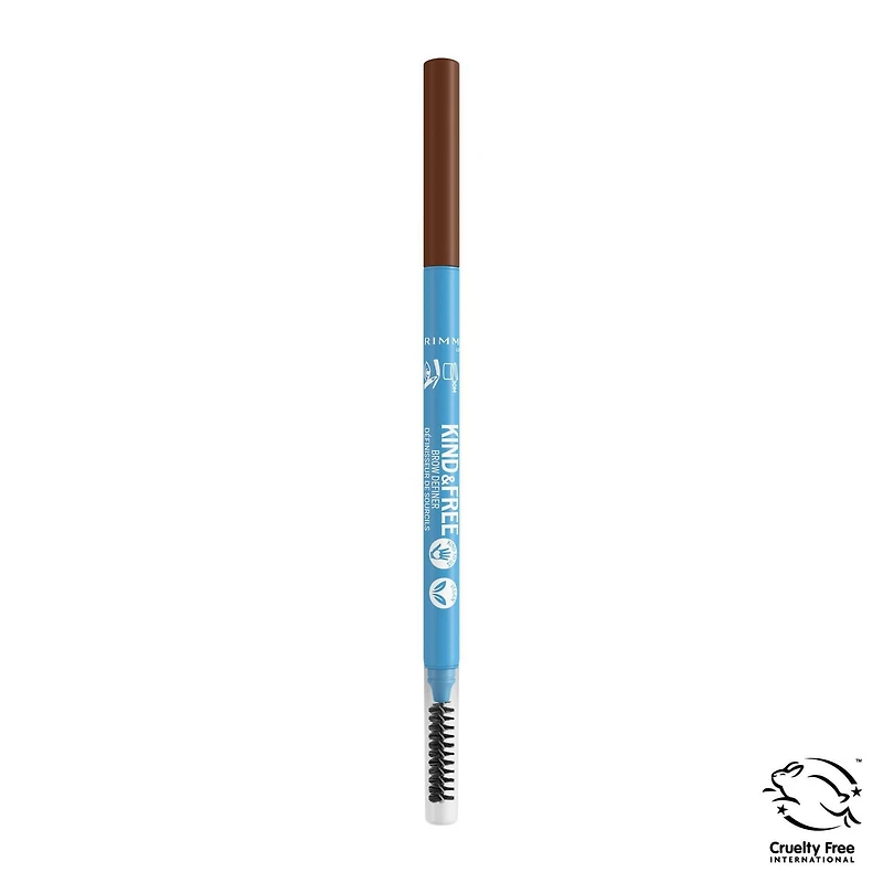 Rimmel Kind & Free™ Brow Definer, Dual Ended Ultra Fine Tip and Spoolie, NO mineral oils, Vegan Formula, Bold yet natural looking eyebrows