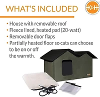 K&H Kitty House Extérieur Chauffant Extra-Wise Vert olive