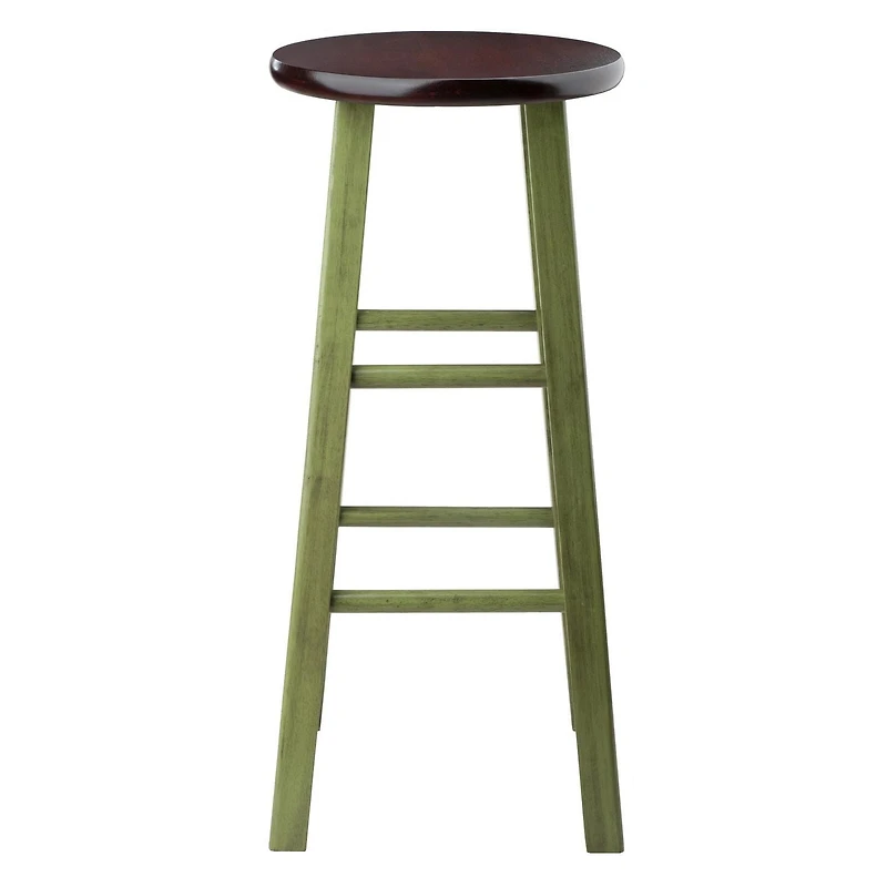 Ivy 29" Bar Stool Rustic Green w/ Walnut Seat
