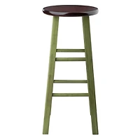 Ivy 29" Bar Stool Rustic Green w/ Walnut Seat