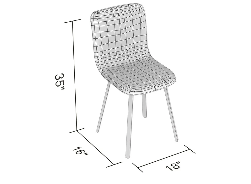 Safdie & Co.  Modern Dining Chair, Light Gray Fabric & Black Metal Legs.
