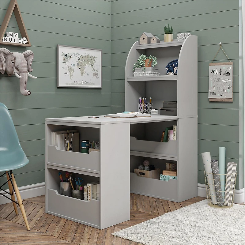 Ameriwood Home Tyler Bureau artisanal pour enfants Gris tourterelle