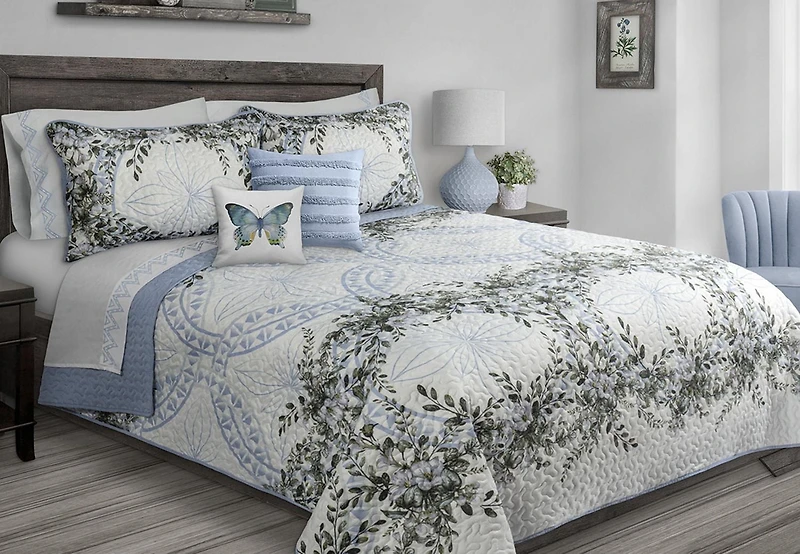Safdie & Co. Courtepointe 3PC DQ Toujours Bleu