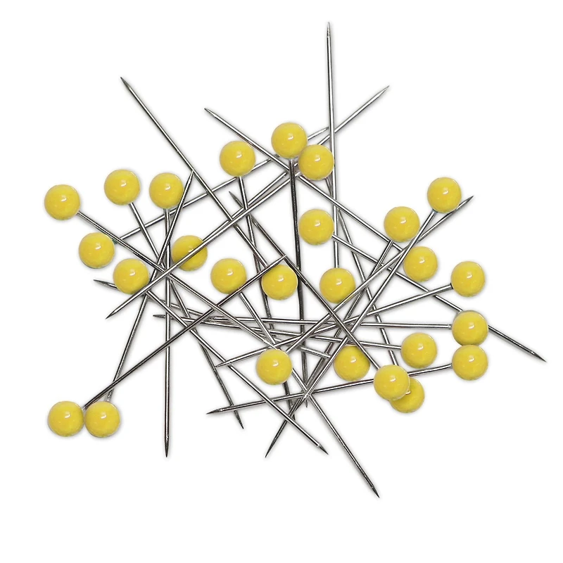 UNIQUE CREATIV Quilting Pins — Yellow Plastic Head, 45 mm × 0.65 mm, 300 pcs