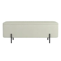 Modern Fabric & Metal Storage Ottoman Bench - White & Black