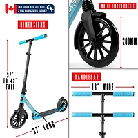 MADD GEAR METRO 250 - BLACK / BLUE FOLDING COMMUTER SCOOTER WITH ADJUSTABLE BAR