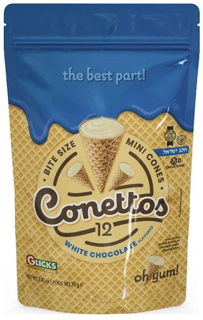 Glick's conettos au chocolat blanc 70g conettos au chocolat blanc