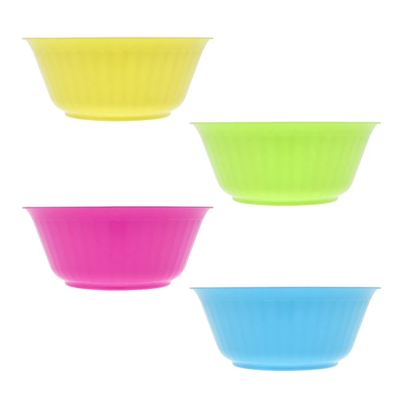 Mainstays Assorted Colour Plastic Bowl Set, 4pc, 50% Recycled Material