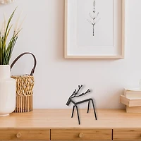 Black Metal Standing Deer Berry Antlers