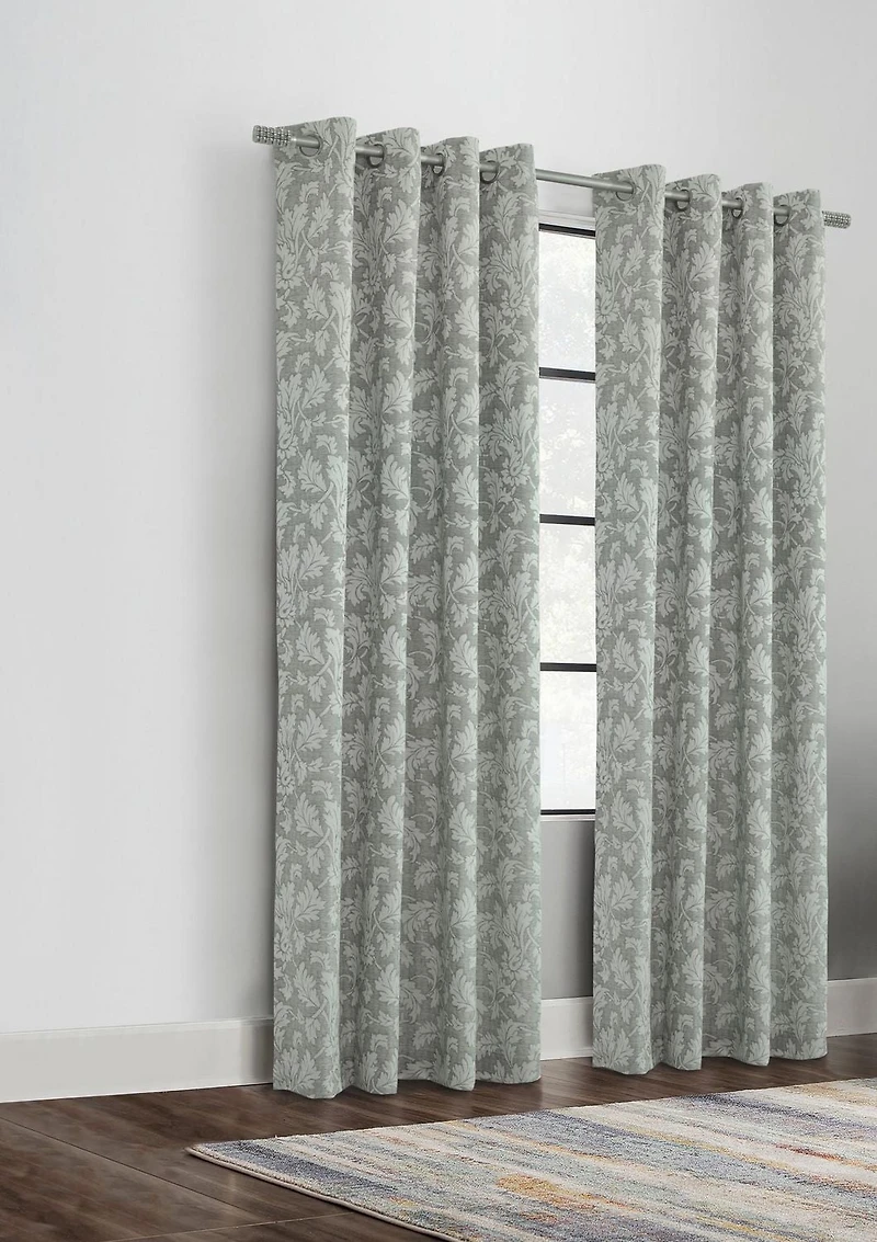Loft Living Vincent, filtrant la lumière, panneau de rideau à oeillets en jacquard texturé floral 52" x 84", gris