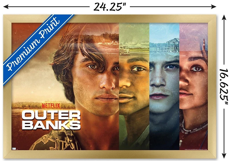 Netflix Outer Banks - Faces Wall Poster, 14.725" x 22.375" Framed