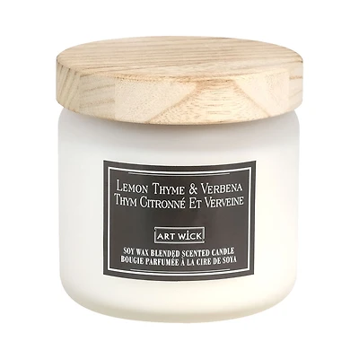 Art Wick 13.9OZ Thym au citron et cire de soja de verveine Bougie parfumée mélangée, 1 mèche de coton