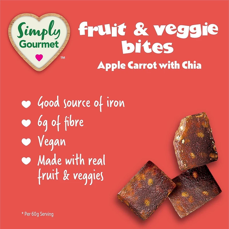 Simply Gourmet Apple Carrot with Chia Bites, Fruit & Veggie Bites