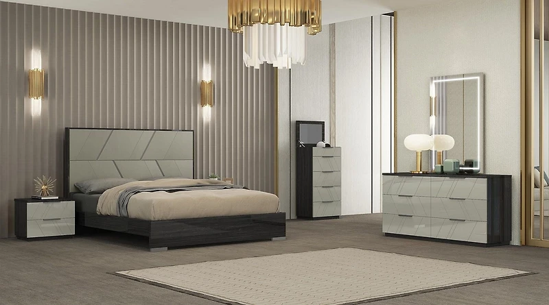 Lit plateforme K-Living Travis King Size avec lattes en couleur 2 tons