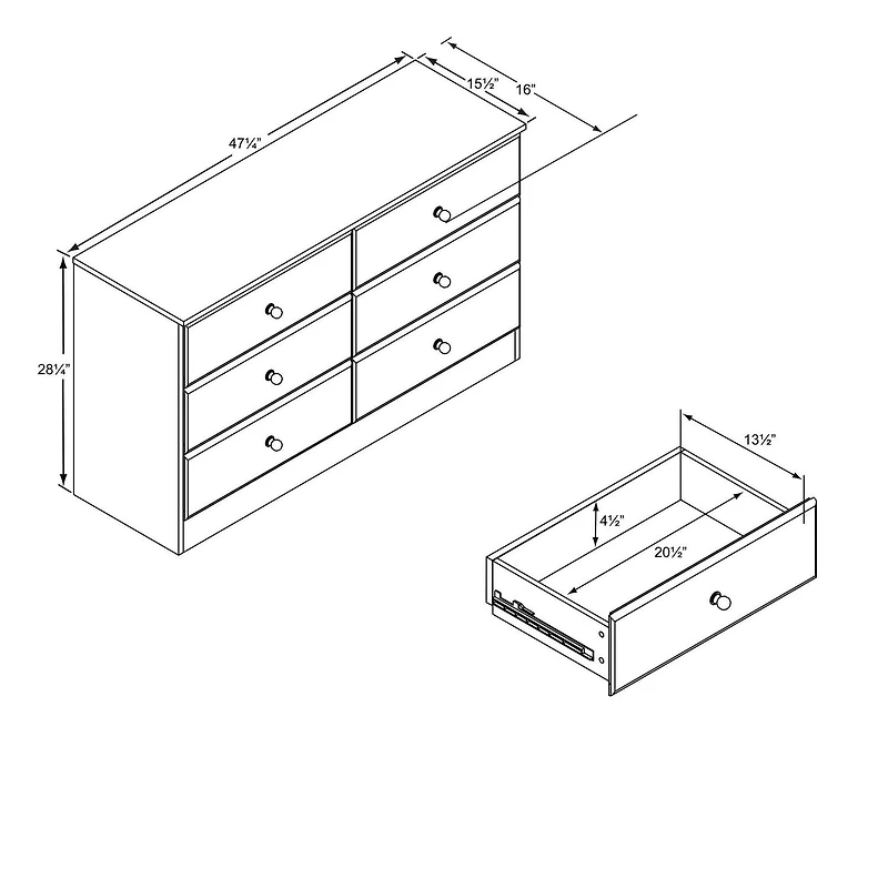 Commode Astrid de Prepac à 6 tiroirs en fini expresso                       