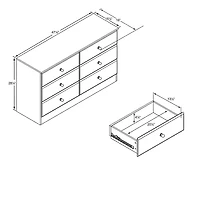 Commode Astrid de Prepac à 6 tiroirs en fini expresso                       