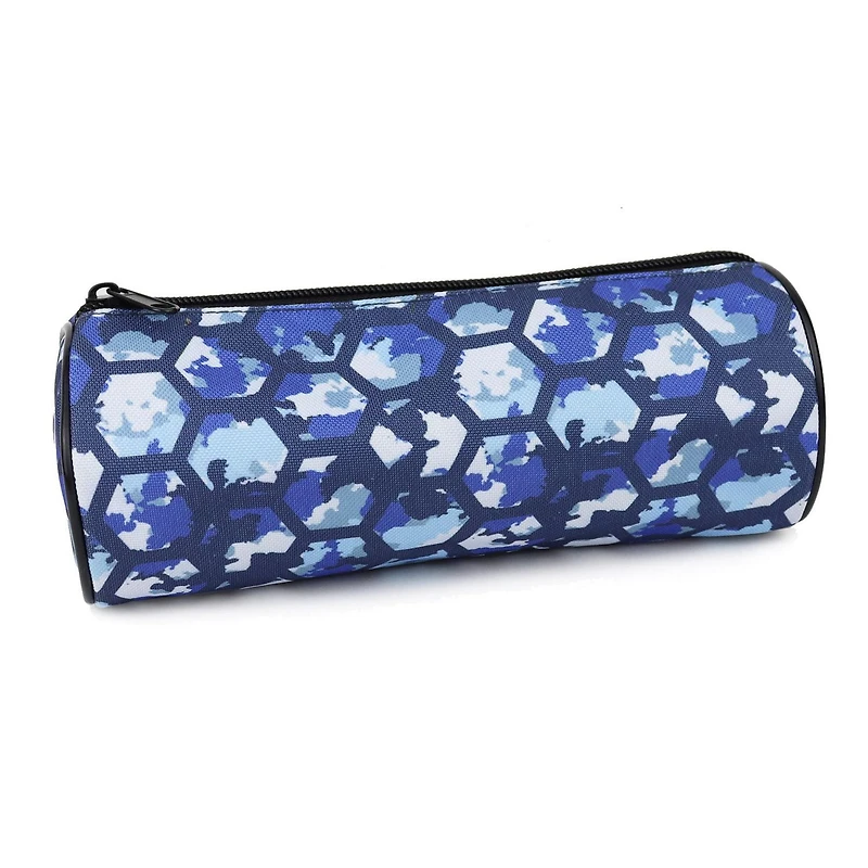 Pen + Gear Trousse à crayons cylindrique avec motif camouflage bleu géométrique (LxlxH):8,66 x 3,26 x 3,26 po