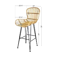 Meubles South Shore Balka Lot de 2 tabourets en rotin avec accoudoirs Rotin et noir
