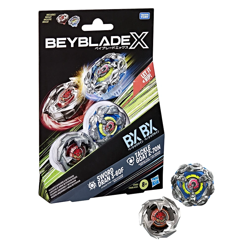 Beyblade X Dual Pack Tackle Goat 2-70N et Sword Dran 3-60F