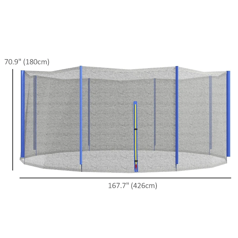 Soozier 14ft Trampoline Net Replacement with 8 Poles and Zippered Entrance