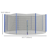 Soozier 14ft Trampoline Net Replacement with 8 Poles and Zippered Entrance