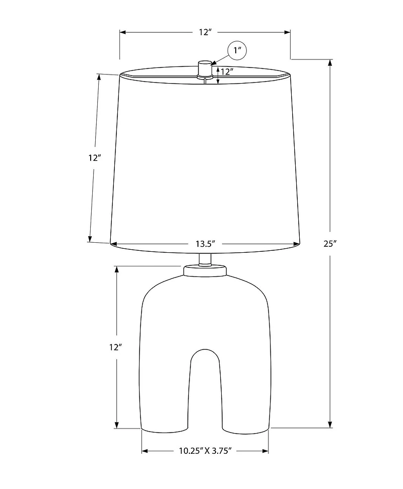 Monarch Specialties  Luminaire, 25"h, Lampe De Table, Résine Crémeuse, Tons Beige., Moderne