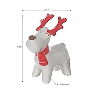 Figurine De Cerf Debout Rouge Et Blanc