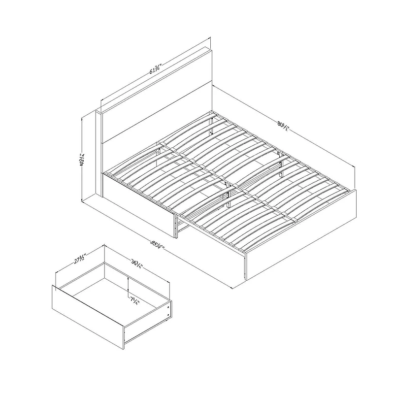 2-Drawer Complete Bed from the collection Musano South Shore