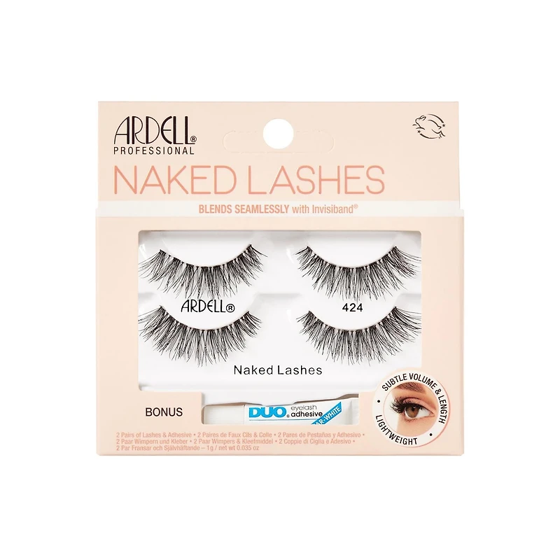 Ardell - Naked Lashes 424 - 2 Packs & 1g Duo Eyelash adhesive, Naked Lashes 424