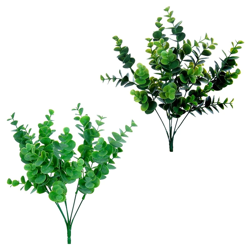 Danson Decor, Eucalyptus Bush Spray, Green, 13 inch - 2 assorted colors