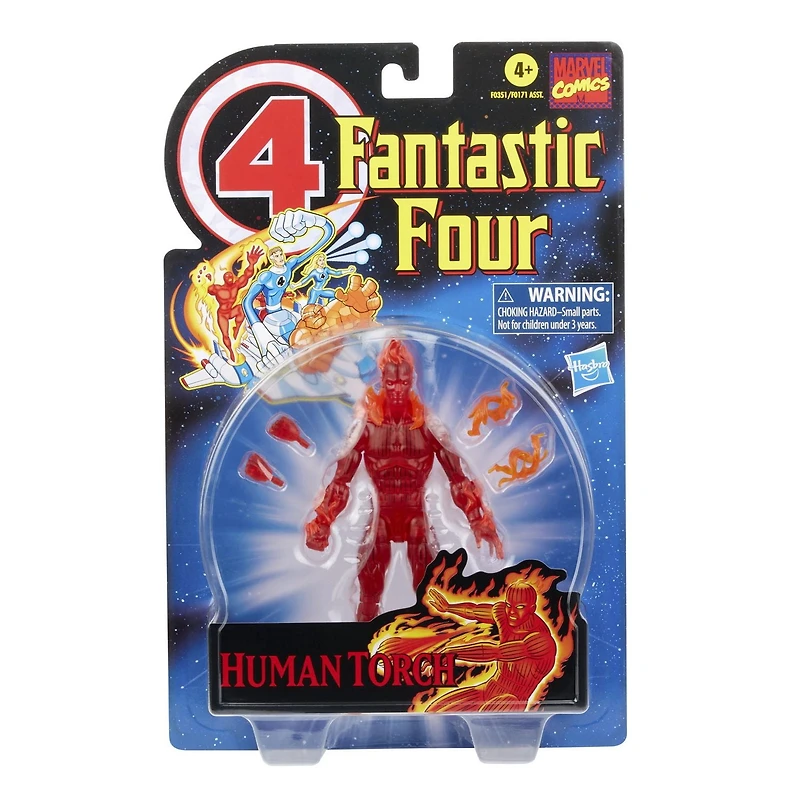 Hasbro Marvel Legends Series Retro, figurine de collection Fantastic Four The Human Torch de 15 cm avec 5 accessoires