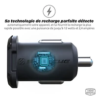 Adaptateur de prise allume-cigare USB mobile 12 W à port unique Scosche USBC121MSG Revolt