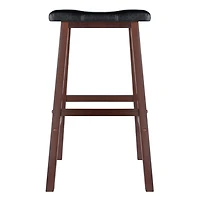 Winsome Mona Cushion Saddle Seat Bar Stool, Black & Walnut - 94069