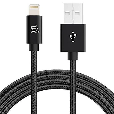 LAX MFi Certified Durable Braided Nylon Charge/Sync Lightning Cables 4ft, Noir